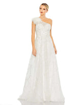White Embellished One Shoulder A Line Gown - FINAL SALE